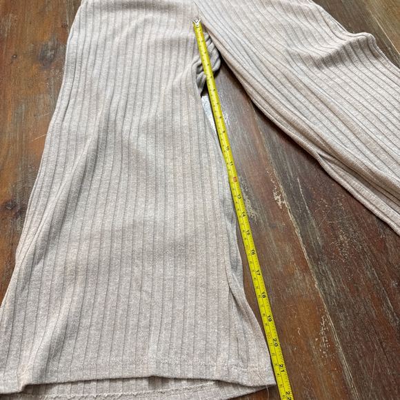 Stradivarius Wide Leg Cropped Ribbed Pants XS Beige - Picture 7 of 9